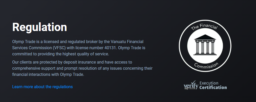 olymp trade Regulation and Security